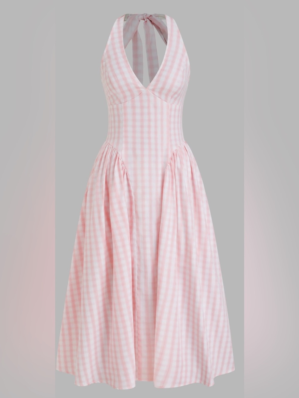 Cider Light Pink Gingham Maxi Dress
